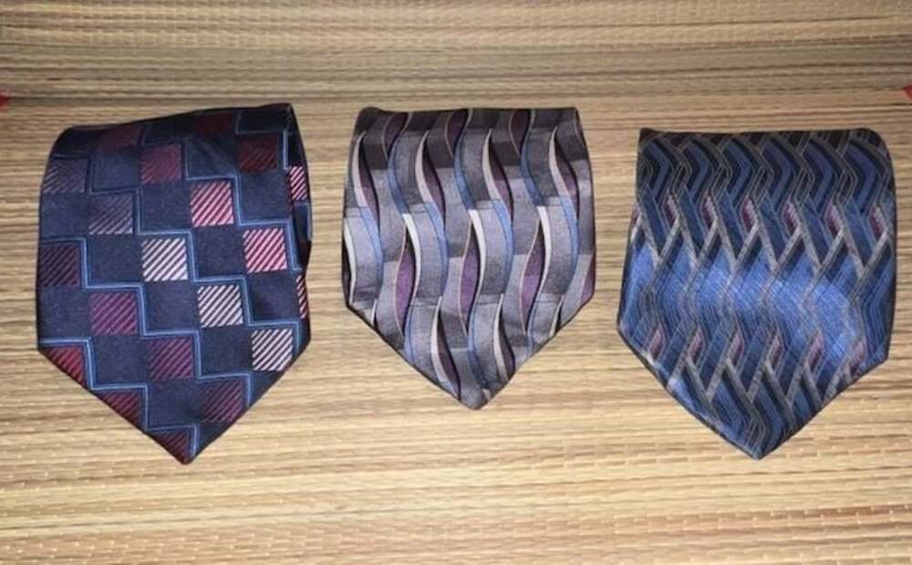 Stafford Mens 100% Silk Neckties Lot of 3 Geometric Pattern Ties
